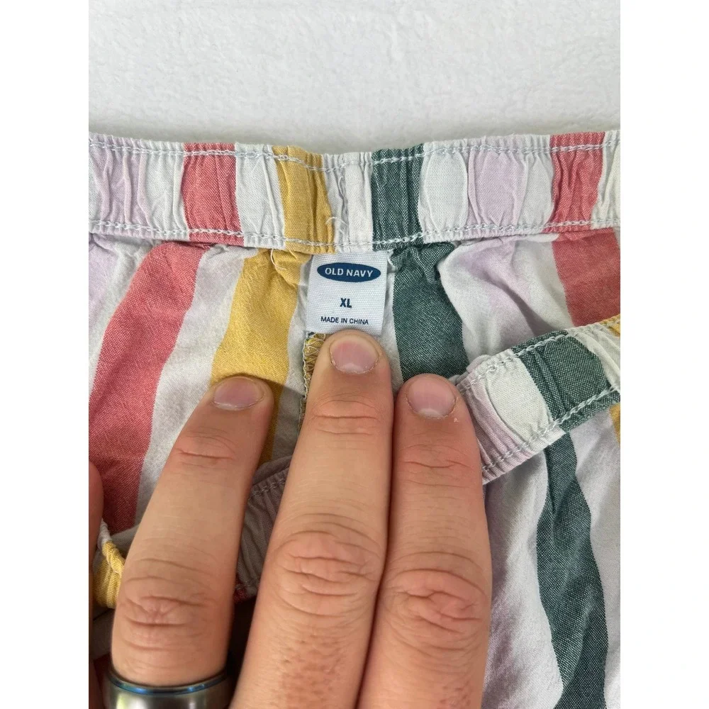Old Navy PJ Shorts W XL Color Stripe Drawstring Sleepwear‎ Rainbow Beach Summer